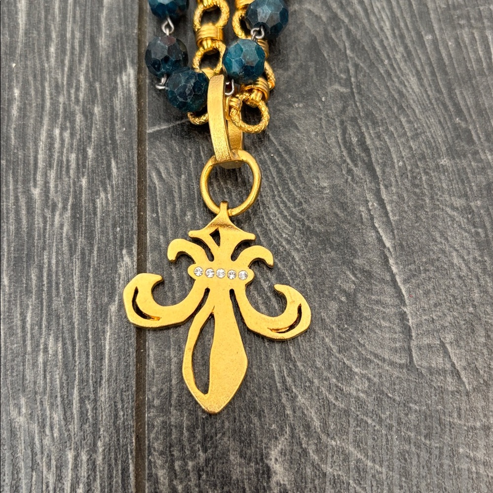 Gold and Blue Pendant Necklace